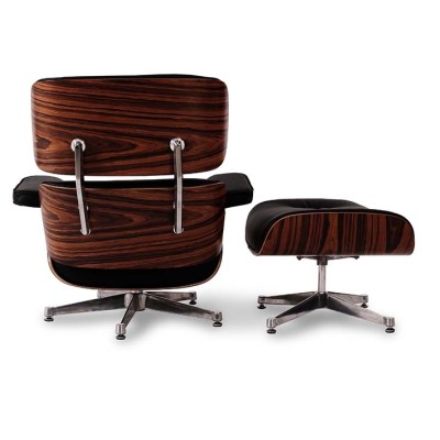 Réplique Eames lounge chair en simili cuir et base chromée par Charles & Ray