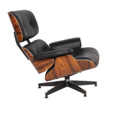 Replica della poltrona Eames lounge in similpelle di Charles & Ray