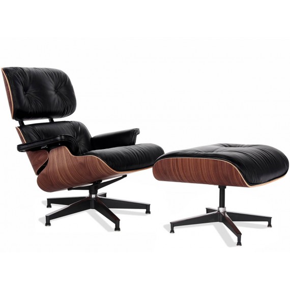 Replica Eames Lounge Chair version premium en cuir aniline et bois de noyer