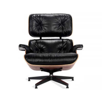 Replica Eames Lounge Chair version premium en cuir aniline et bois de noyer