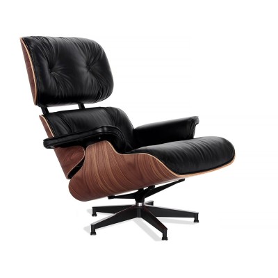 Replica Eames Lounge Chair premium version in Aniline Leather and walnut wood