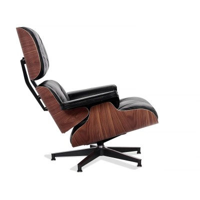 Replica Eames Lounge Chair premium version in Aniline Leather and walnut wood