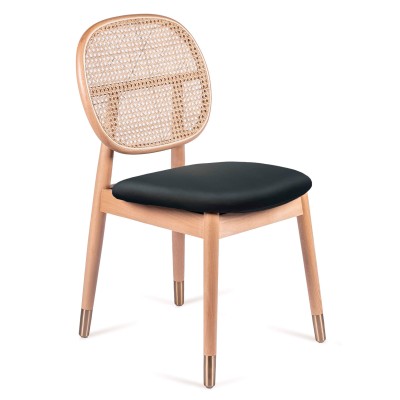 Marsh Chair in Natural Rattan and Cotton Cushion Vintage Style